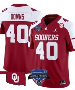Ethan Downs Jersey #40 Oklahoma Sooners 2025 Armed Forces Bowl Patch Football All Stitched