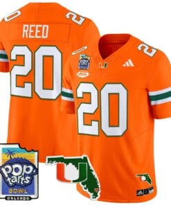 Alternative view of Ed Reed Jersey #20 Miami Hurricanes 2025 PopTarts Bowl Patch Football All Stitched