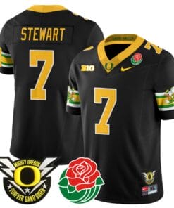 Evan Stewart Jersey #7 Oregon Ducks 2024 Mighty Rose Bowl Patch All Stitched Football 12 EJCEDRM