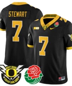 Evan Stewart Jersey #7 Oregon Ducks 2024 Mighty Rose Bowl Patch All Stitched Football