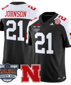 Emmett Johnson Jersey #21 Nebraska Cornhuskers 2025 Pinstripe Bowl All Stitched Football