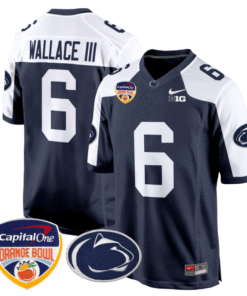 Harrison Wallace III Jersey #6 Custom Penn State Orange Bowl Stitched Football 8 Harrison Wallace III Jersey 6 Custom Penn State Orange Bowl Navy Alternate