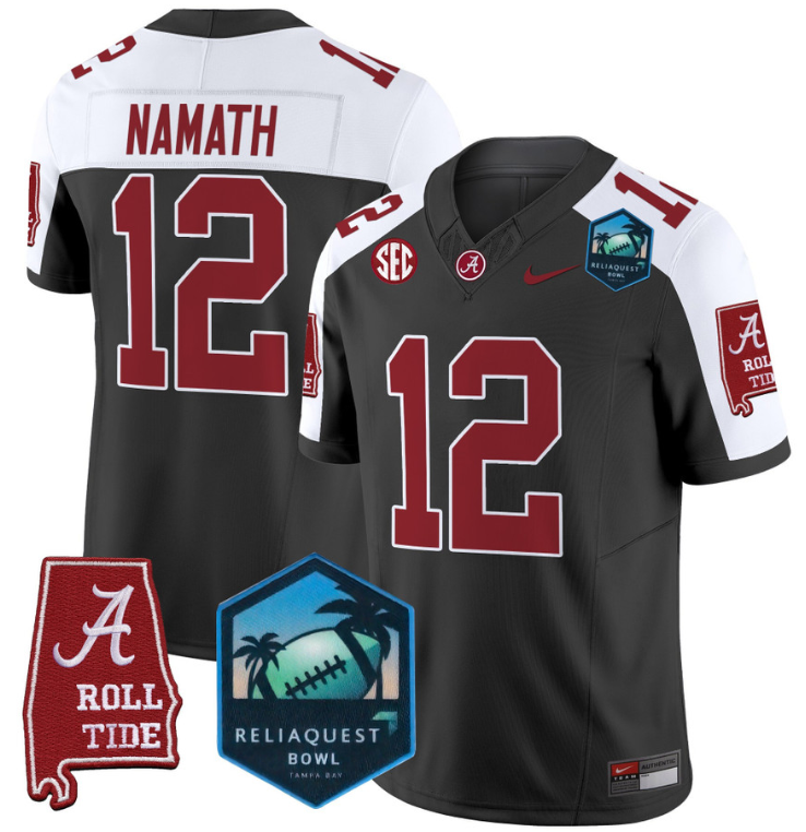 Joe Namath Jersey #12 Alabama Crimson Tide 2025 ReliaQuest Bowl All Stitched Football 1 Joe Namath Jersey #12 Alabama Crimson Tide 2025 ReliaQuest Bowl All Stitched Football