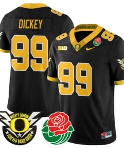 Jurrion Dickey Jersey #99 Oregon Ducks 2024 Mighty Rose Bowl Patch All Stitched Football