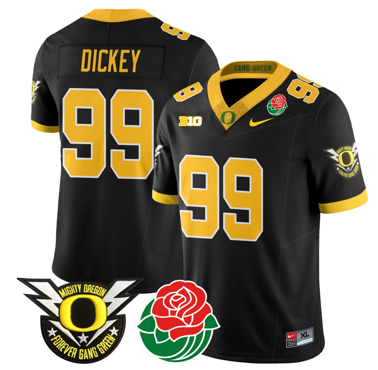 Jurrion Dickey Jersey #99 Oregon Ducks 2024 Mighty Rose Bowl Patch All Stitched Football 1 Jurrion Dickey Jersey #99 Oregon Ducks 2024 Mighty Rose Bowl Patch All Stitched Football