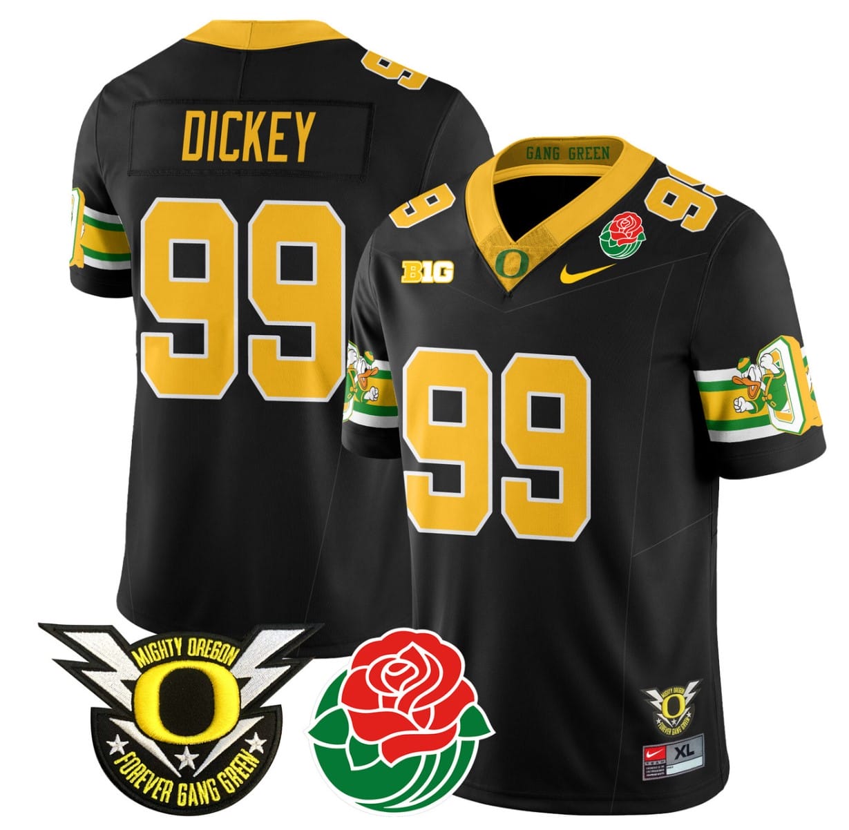 Jurrion Dickey Jersey #99 Oregon Ducks 2024 Mighty Rose Bowl Patch All Stitched Football 9 Jurrion Dickey Jersey #99 Oregon Ducks 2024 Mighty Rose Bowl Patch All Stitched Football - Image 9