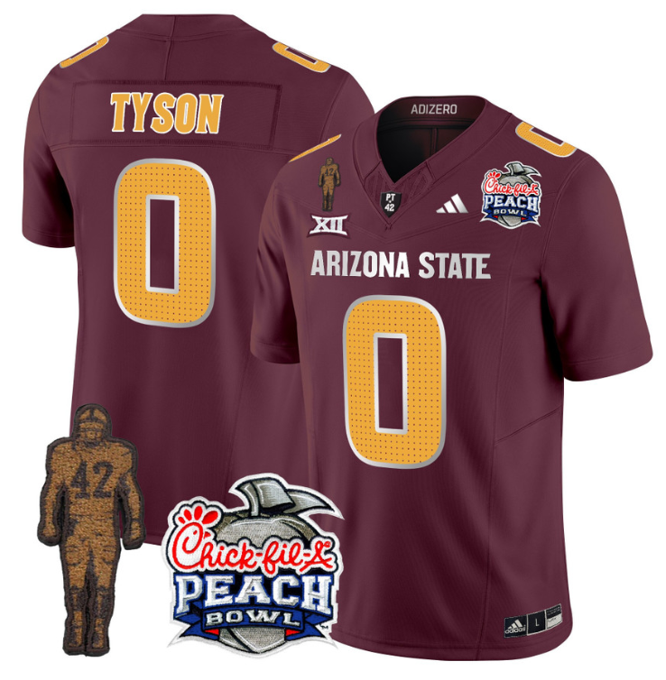 Jordyn Tyson Jersey #0 Arizona State Peach Bowl Patch All Stitched Football 8 Jordyn Tyson Jersey #0 Arizona State Peach Bowl Patch All Stitched Football - Image 8