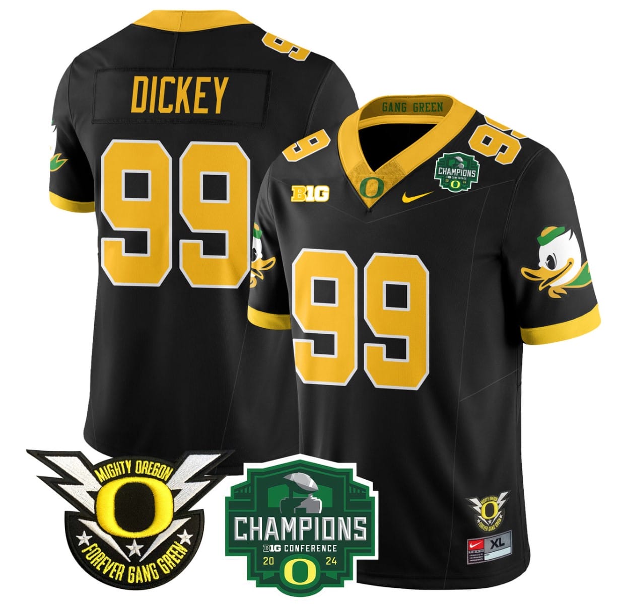 Jurrion Dickey Jersey #99 Oregon Ducks 2024 Big Ten Champions All Stitched Football 1 Jurrion Dickey Jersey #99 Oregon Ducks 2024 Big Ten Champions All Stitched Football