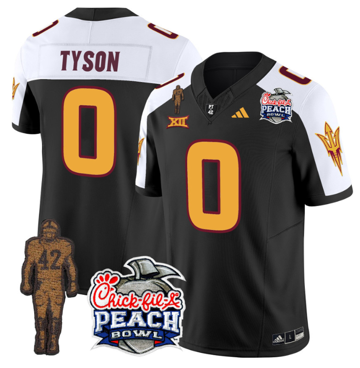 Jordyn Tyson Jersey #0 Arizona State Peach Bowl Patch All Stitched Football 2 Jordyn Tyson Jersey #0 Arizona State Peach Bowl Patch All Stitched Football - Image 2