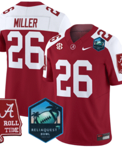 Jam Miller Jersey #26 Alabama Crimson Tide 2025 ReliaQuest Bowl All Stitched Football 10 JCVZATM