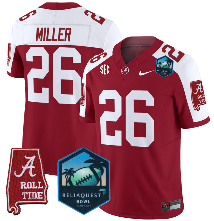 Jam Miller Jersey #26 Alabama Crimson Tide 2025 ReliaQuest Bowl All Stitched Football 5 Jam Miller Jersey #26 Alabama Crimson Tide 2025 ReliaQuest Bowl All Stitched Football - Image 5