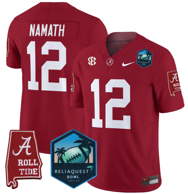 Joe Namath Jersey #12 Alabama Crimson Tide 2025 ReliaQuest Bowl All Stitched Football 4 Joe Namath Jersey #12 Alabama Crimson Tide 2025 ReliaQuest Bowl All Stitched Football - Image 4
