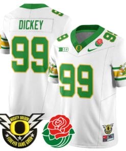 Jurrion Dickey Jersey #99 Oregon Ducks 2024 Mighty Rose Bowl Patch All Stitched Football 18 JF9BPRF