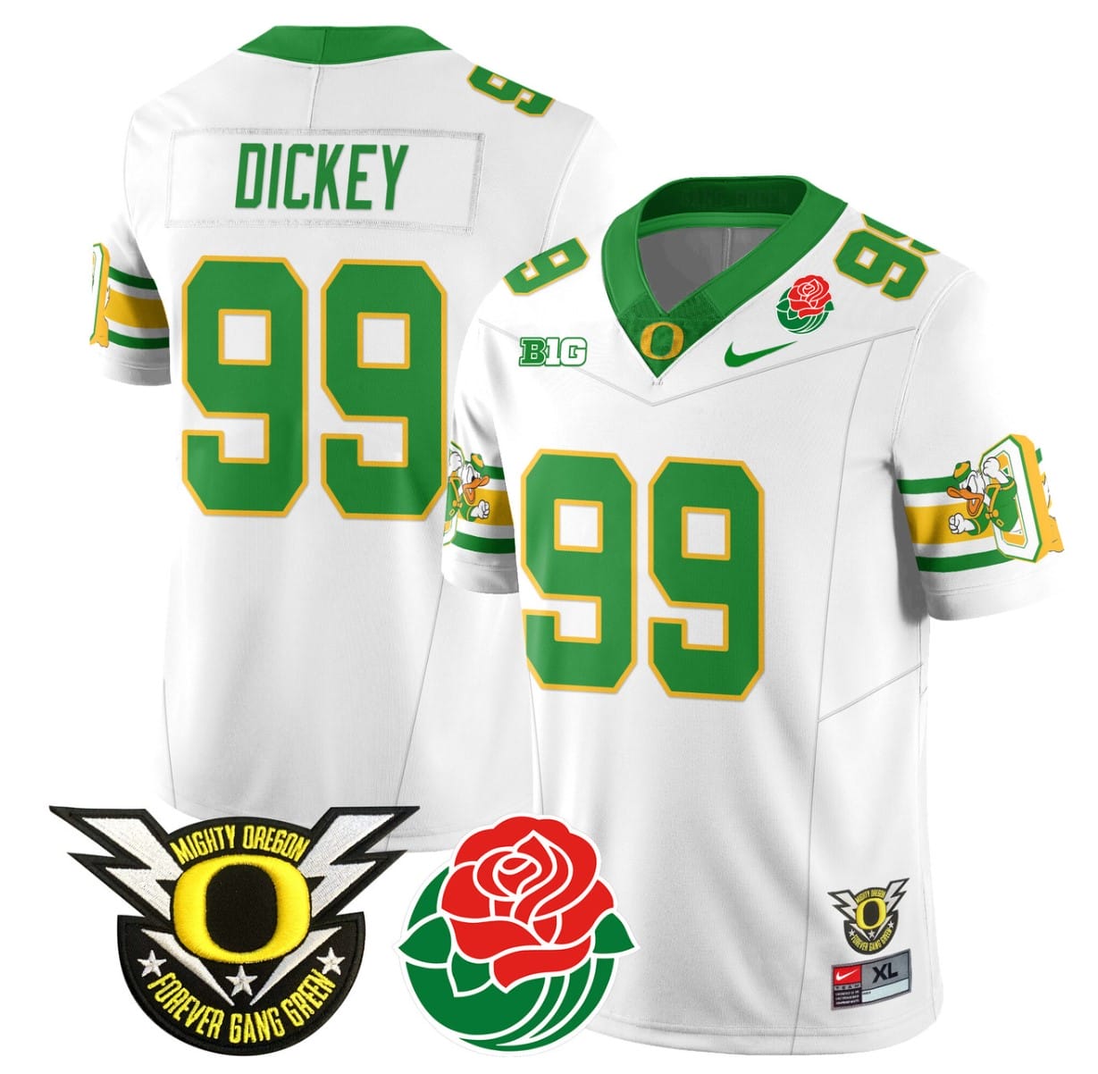 Jurrion Dickey Jersey #99 Oregon Ducks 2024 Mighty Rose Bowl Patch All Stitched Football 7 Jurrion Dickey Jersey #99 Oregon Ducks 2024 Mighty Rose Bowl Patch All Stitched Football - Image 7