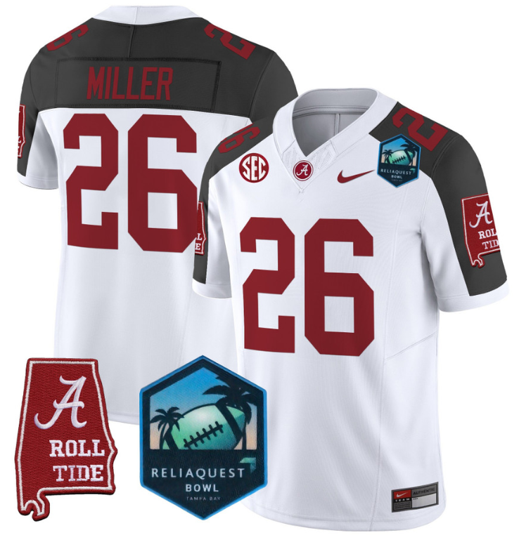 Jam Miller Jersey #26 Alabama Crimson Tide 2025 ReliaQuest Bowl All Stitched Football 3 Jam Miller Jersey #26 Alabama Crimson Tide 2025 ReliaQuest Bowl All Stitched Football - Image 3