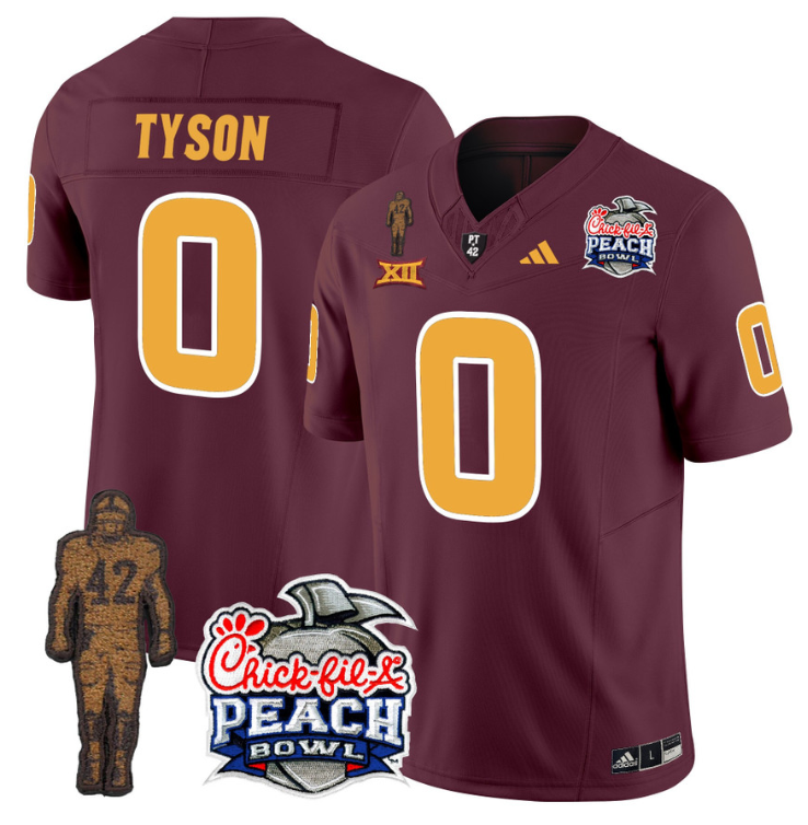 Jordyn Tyson Jersey #0 Arizona State Peach Bowl Patch All Stitched Football 4 Jordyn Tyson Jersey #0 Arizona State Peach Bowl Patch All Stitched Football - Image 4