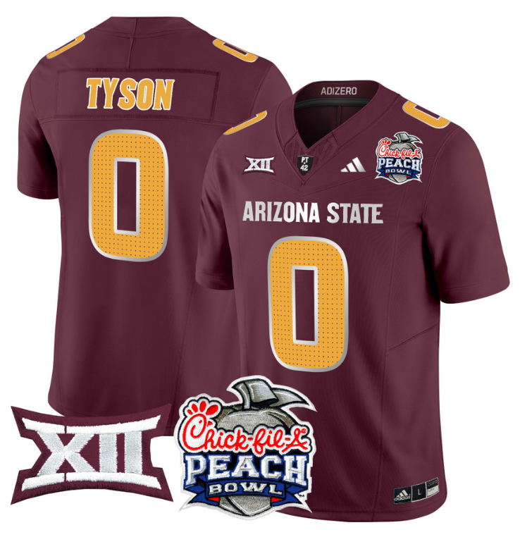 Jordyn Tyson Jersey #0 Arizona State Sun Devils 2025 Peach Bowl Stitched Football 2 Jordyn Tyson Jersey #0 Arizona State Sun Devils 2025 Peach Bowl Stitched Football - Image 2