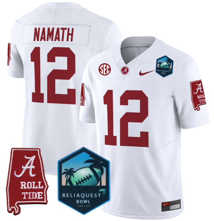 Joe Namath Jersey #12 Alabama Crimson Tide 2025 ReliaQuest Bowl All Stitched Football 2 Joe Namath Jersey #12 Alabama Crimson Tide 2025 ReliaQuest Bowl All Stitched Football - Image 2
