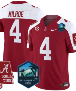 Jalen Milroe Jersey #4 Alabama Crimson Tide 2025 ReliaQuest Bowl All Stitched Football 9 JJAT543