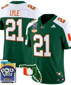 Jordan Lyle Jersey #21 Miami Hurricanes 2025 PopTarts Bowl Patch Football All Stitched 10 JJKKFC9