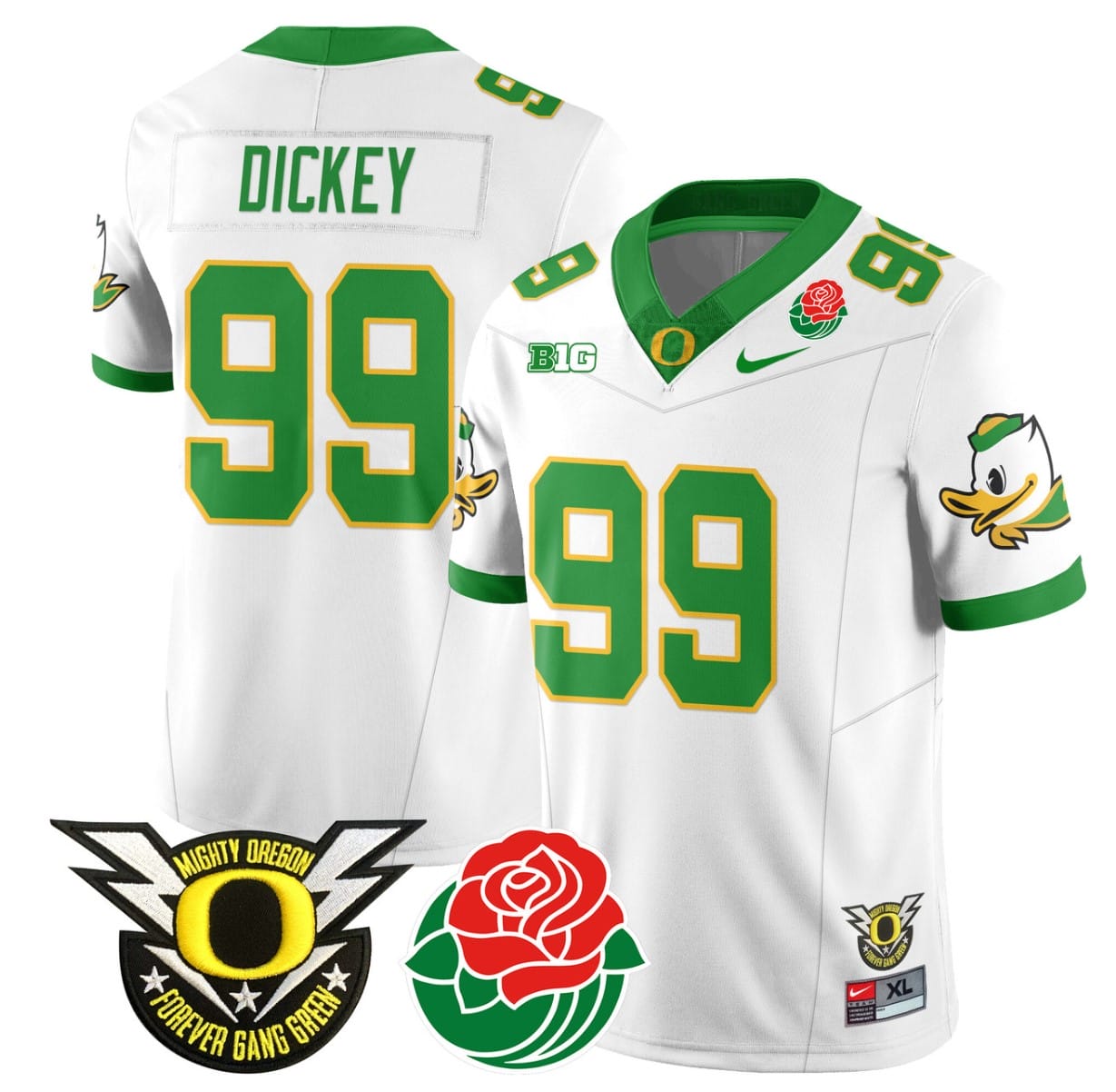 Jurrion Dickey Jersey #99 Oregon Ducks 2024 Mighty Rose Bowl Patch All Stitched Football 3 Jurrion Dickey Jersey #99 Oregon Ducks 2024 Mighty Rose Bowl Patch All Stitched Football - Image 3
