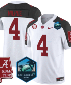 Jalen Milroe Jersey #4 Alabama Crimson Tide 2025 ReliaQuest Bowl All Stitched Football 7 JM1JX8T