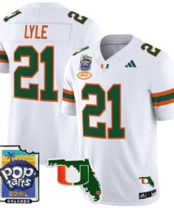 Jordan Lyle Jersey #21 Miami Hurricanes 2025 PopTarts Bowl Patch Football All Stitched 11 JMR3TNP