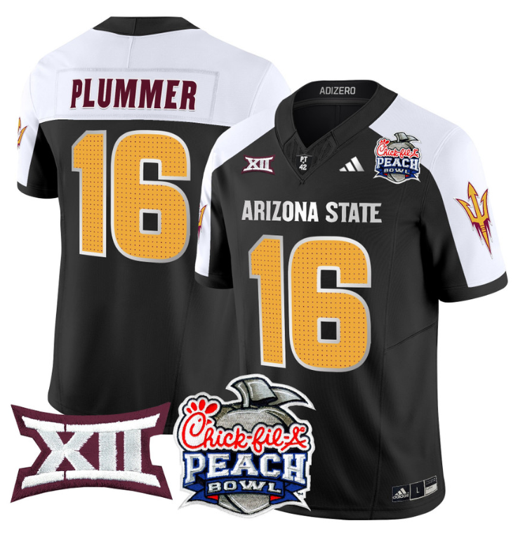 Jake Plummer Jersey #16 Arizona State Sun Devils 2025 Peach Bowl Stitched Football 1 Jake Plummer Jersey #16 Arizona State Sun Devils 2025 Peach Bowl Stitched Football