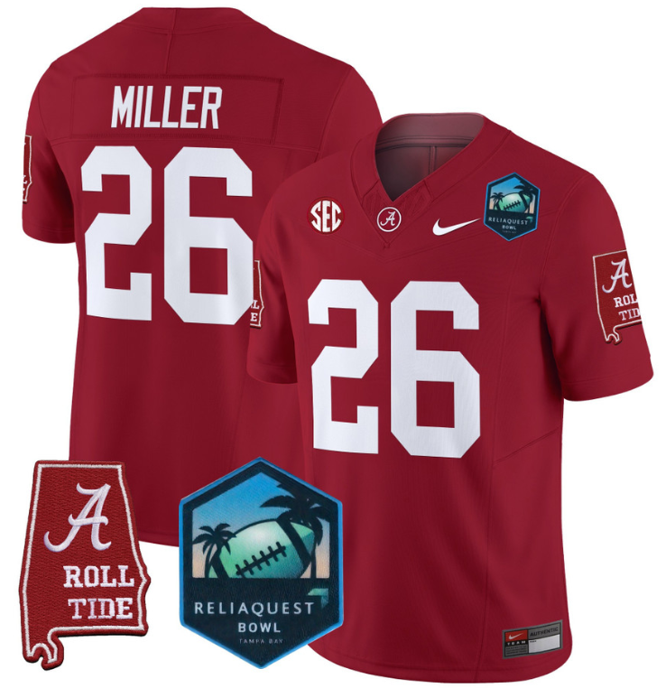 Jam Miller Jersey #26 Alabama Crimson Tide 2025 ReliaQuest Bowl All Stitched Football 4 Jam Miller Jersey #26 Alabama Crimson Tide 2025 ReliaQuest Bowl All Stitched Football - Image 4