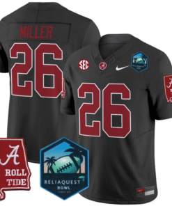Jam Miller Jersey #26 Alabama Crimson Tide 2025 ReliaQuest Bowl All Stitched Football 11 JQ8864A