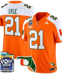 Jordan Lyle Jersey #21 Miami Hurricanes 2025 PopTarts Bowl Patch Football All Stitched 8 JQBPBYE