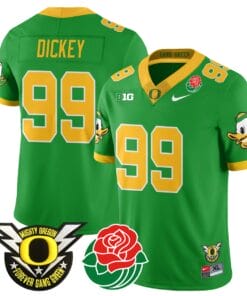 Jurrion Dickey Jersey #99 Oregon Ducks 2024 Mighty Rose Bowl Patch All Stitched Football 15 JQMUZH6