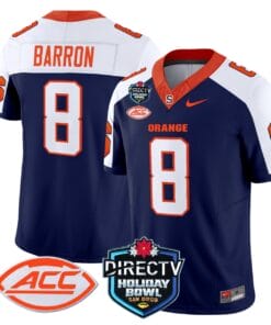 Justin Barron Jersey #8 Syracuse Orange 2025 Holiday Bowl Patch All Stitched Football