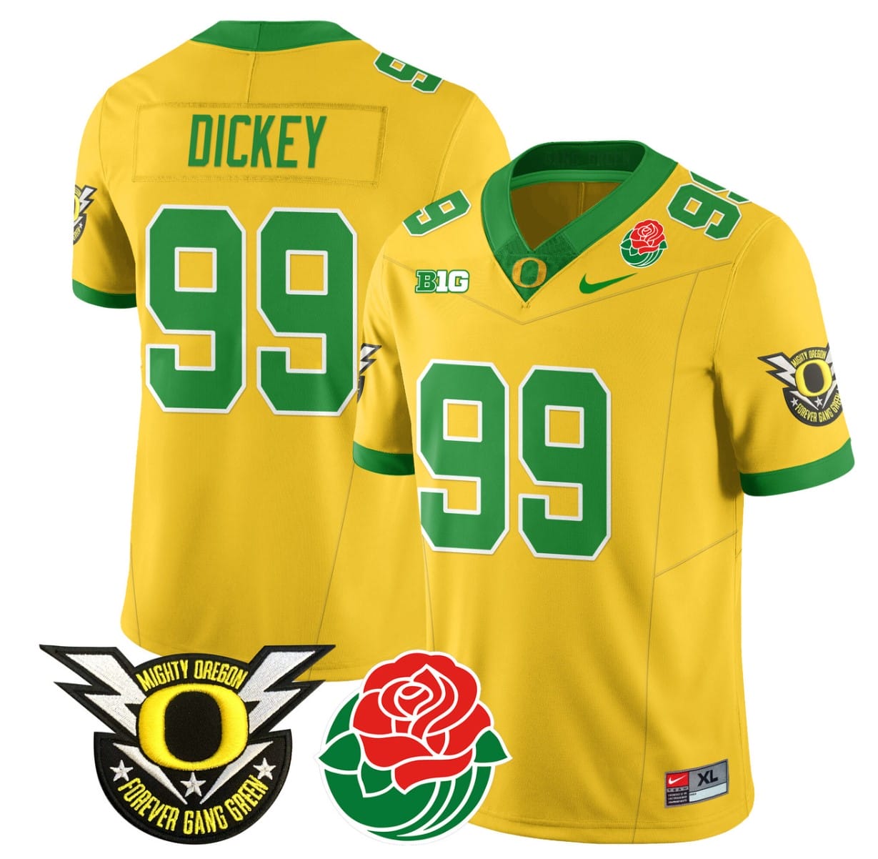 Jurrion Dickey Jersey #99 Oregon Ducks 2024 Mighty Rose Bowl Patch All Stitched Football 10 Jurrion Dickey Jersey #99 Oregon Ducks 2024 Mighty Rose Bowl Patch All Stitched Football - Image 10