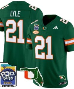 Jordan Lyle Jersey #21 Miami Hurricanes 2025 PopTarts Bowl Patch Football All Stitched 9 JX6JPVB