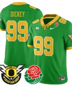 Jurrion Dickey Jersey #99 Oregon Ducks 2024 Mighty Rose Bowl Patch All Stitched Football 23 JZGN2IW