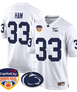 Jack Ham Jersey 33 Custom Penn State Orange Bowl Patch White