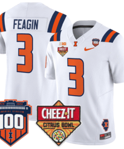 Alternative view of Kaden Feagin Jersey #3 Illinois Fighting 2025 Cheez-It Citrus Bowl Stitched Football