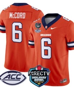 Alternative view of Kyle McCord Jersey #6 Syracuse Orange 2025 Holiday Bowl Patch All Stitched Football