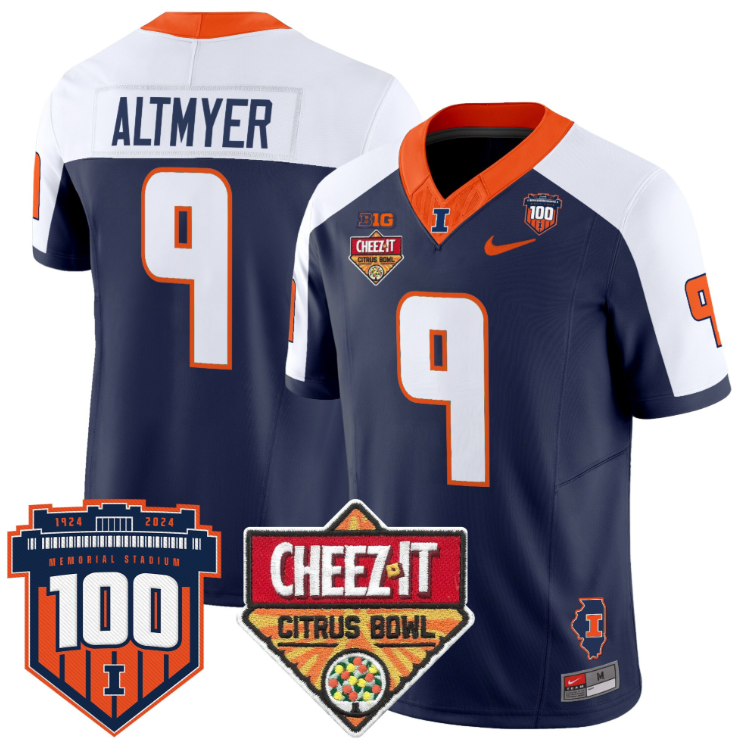 Luke Altmyer Jersey #9 Illinois Fighting 2025 Cheez-It Citrus Bowl Stitched Football 1 Luke Altmyer Jersey #9 Illinois Fighting 2025 Cheez-It Citrus Bowl Stitched Football