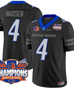 Maddux Madsen Jersey #4 Boise State Broncos Back To Back Champions Stitched Football