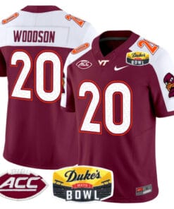 Caleb Woodson Jersey #20 Virginia Tech Hokies 2025 Duke’s Mayo Bowl Patch Stitched Football