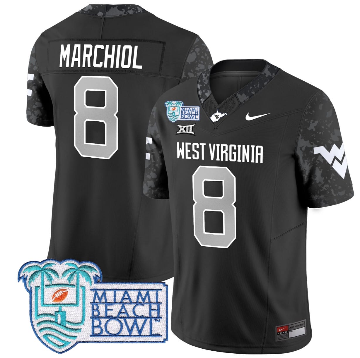 Nicco Marchiol Jersey #8 West Virginia Mountaineers 2025 Miami Beach Bowl All Stitched Football 5 Nicco Marchiol Jersey #8 West Virginia Mountaineers 2025 Miami Beach Bowl All Stitched Football - Image 5