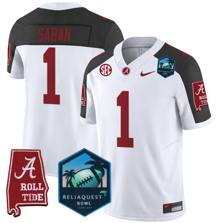 Nick Saban Jersey #1 Alabama Crimson Tide 2025 ReliaQuest Bowl All Stitched Football 3 Nick Saban Jersey #1 Alabama Crimson Tide 2025 ReliaQuest Bowl All Stitched Football - Image 3