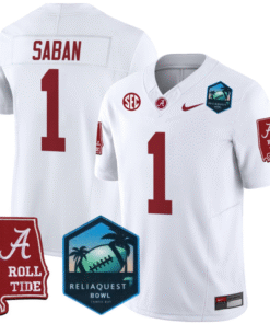 Alternative view of Nick Saban Jersey #1 Alabama Crimson Tide 2025 ReliaQuest Bowl All Stitched Football