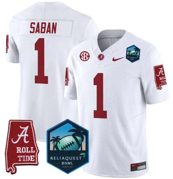 Nick Saban Jersey #1 Alabama Crimson Tide 2025 ReliaQuest Bowl All Stitched Football 2 Nick Saban Jersey #1 Alabama Crimson Tide 2025 ReliaQuest Bowl All Stitched Football - Image 2