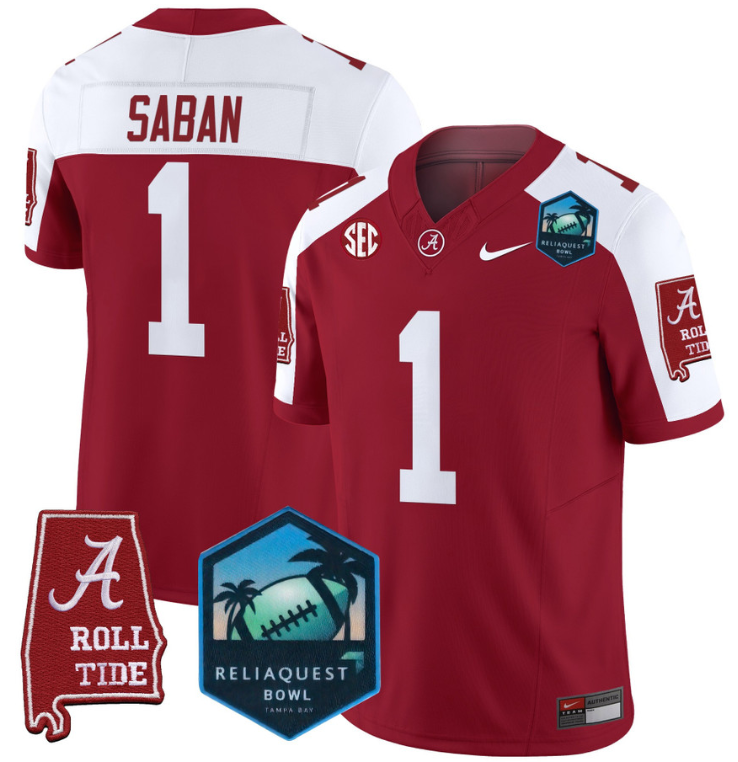 Nick Saban Jersey #1 Alabama Crimson Tide 2025 ReliaQuest Bowl All Stitched Football 5 Nick Saban Jersey #1 Alabama Crimson Tide 2025 ReliaQuest Bowl All Stitched Football - Image 5