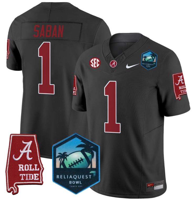 Nick Saban Jersey #1 Alabama Crimson Tide 2025 ReliaQuest Bowl All Stitched Football 6 Nick Saban Jersey #1 Alabama Crimson Tide 2025 ReliaQuest Bowl All Stitched Football - Image 6