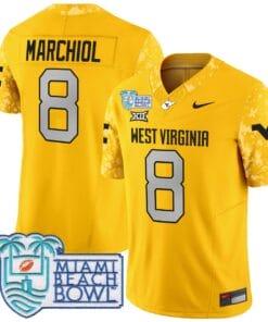 Nicco Marchiol Jersey #8 West Virginia Mountaineers 2025 Miami Beach Bowl All Stitched Football 8 ND6W1UF
