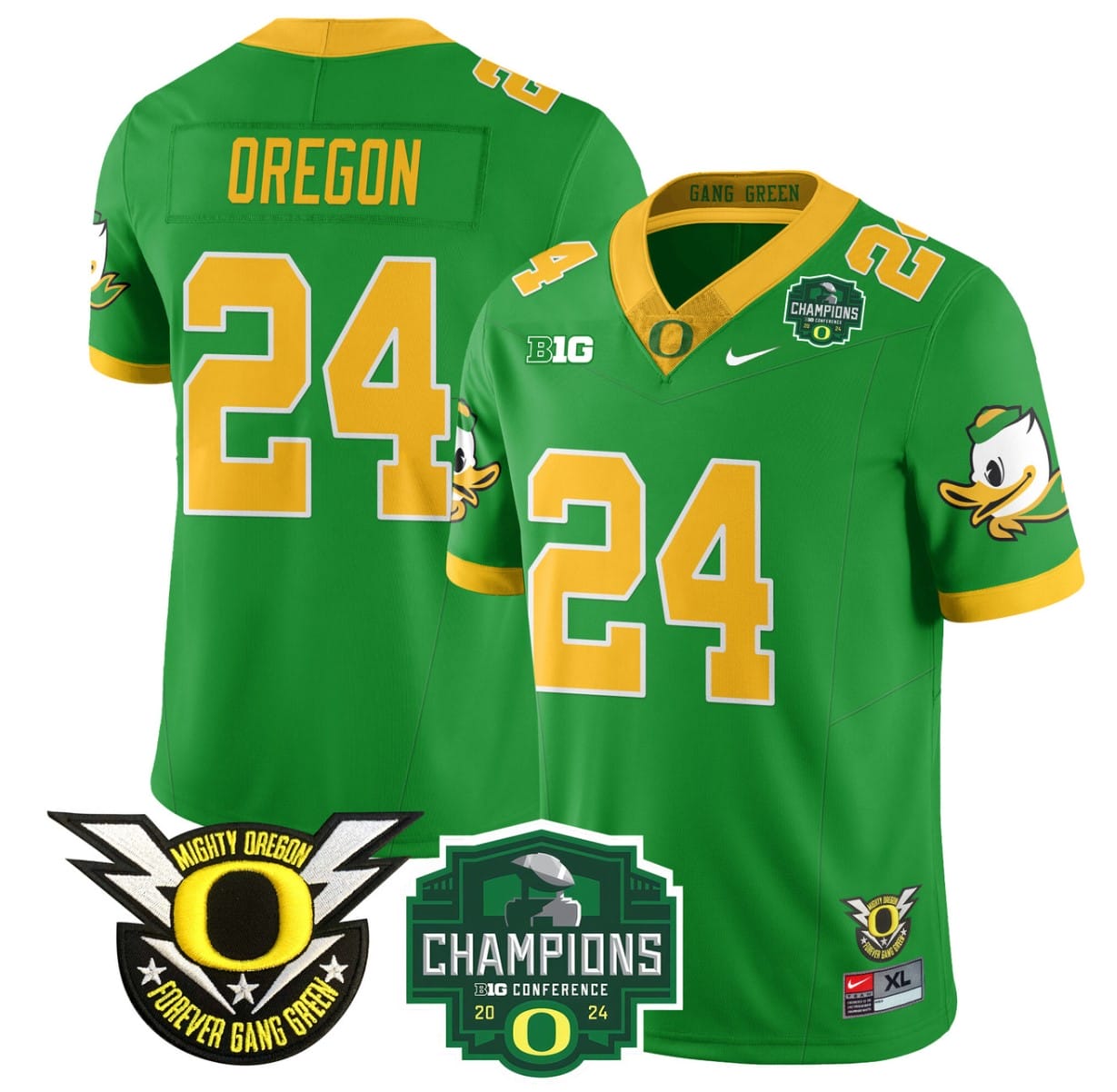 Oregon Jersey #24 Oregon Ducks 2024 Big Ten Champions All Stitched Football 4 Oregon Jersey #24 Oregon Ducks 2024 Big Ten Champions All Stitched Football - Image 4